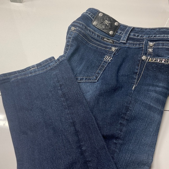 MISS ME SIGNATURE ANKLE SKINNY JEANS SZ 34 DESIGNED IN USA CRYSTALS AND SILVER - Picture 1 of 6